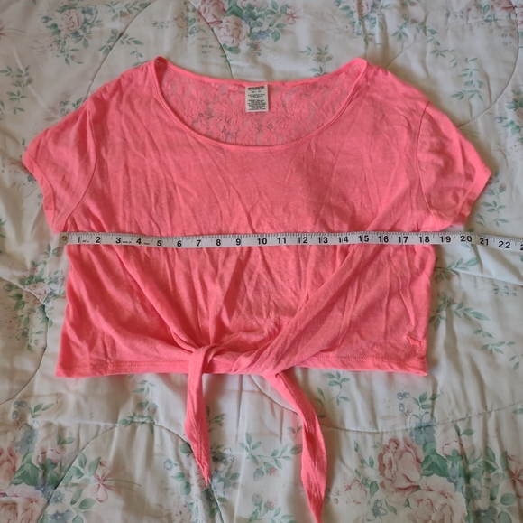 VS Pink UV Reactive Oversized Lace Back Crop Top - Picture 6 of 7